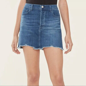 J Brand JB002051 Bonny Mid Rise Mini Jean Skirt Womens 28 Galaxy Wash Frayed Hem